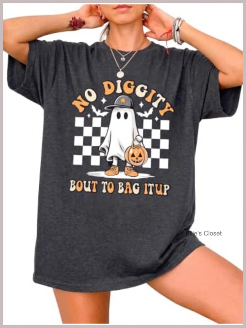 Oversized Halloween Ghost Graphic Tee for Women | Cute Spooky Cotton Blend
